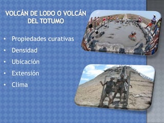 • Propiedades curativas
• Densidad
• Ubicación
• Extensión
• Clima
 