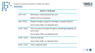 3
Programa formativo Innovación en modelos de negocio
AGENDA
 
