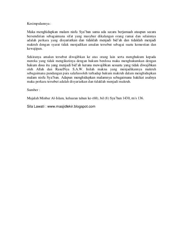Risalah Dakwah 010 Malam Nisfu Syaban Antara Helah Malas Dan Tekun Be
