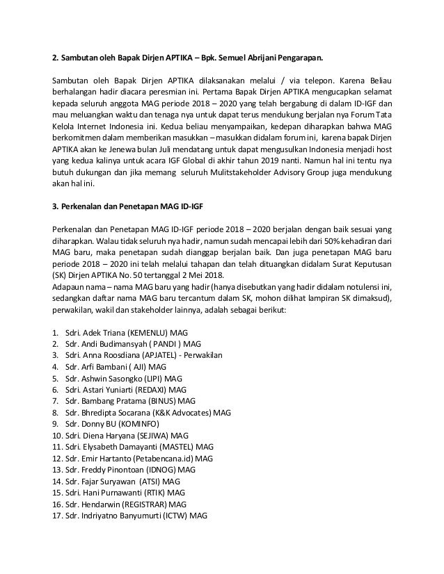 Risalah Rapat Peresmian MAG ID-IGF