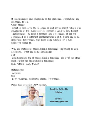 R is a language and environment for statistical computing and grap | DOCX