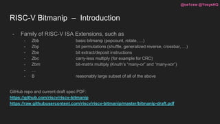Multiplication Extension Risc V An Open Discussion of RISC-V BitManip, trends, and comparisons _ Claire ...