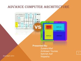 Advance Computer Architecture

December 8, 2013

Presented By:
Zunera Altaf
Ambreen Younas
Sehrish Asif
Wajeeha

1

 