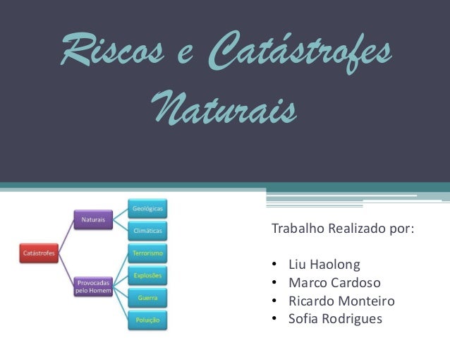 Riscos e CatástrofesNaturaisTrabalho Realizado por:• Liu Haolong• Marco Cardoso• Ricardo Monteiro• Sofia Rodrigues 