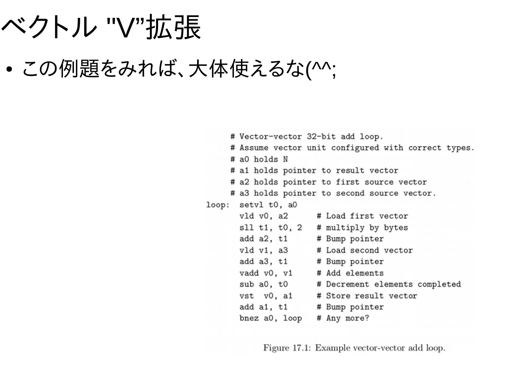 ベクトル "V”拡張
● この例題をみれば、大体使えるな(^^;
 
