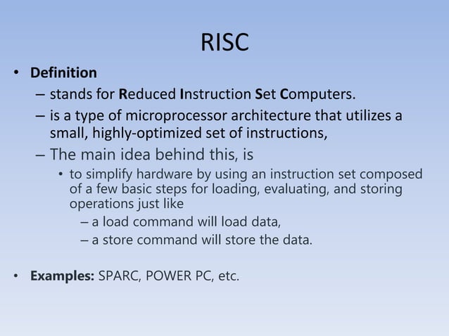 RISC Vs CISC Computer architecture and design | PPTX | Computing ...