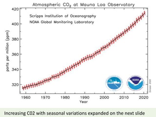 Increasing C02 with seasonal variations expanded on the next slide
 