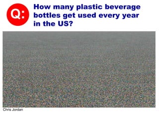 Q:How many plastic beverage bottles get used every year in the US?Chris Jordan 