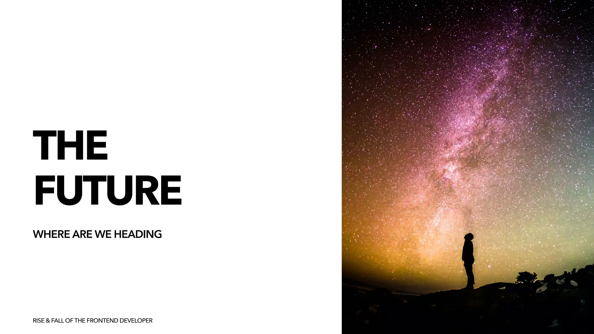THE


FUTURE
WHERE ARE WE HEADING
RISE & FALL OF THE FRONTEND DEVELOPER
 