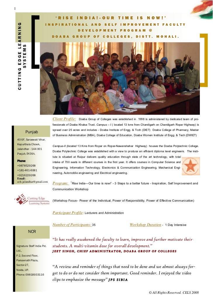 Doaba Group Chandigarh Faculy Development Program Teacher Motivaito Images, Photos, Reviews