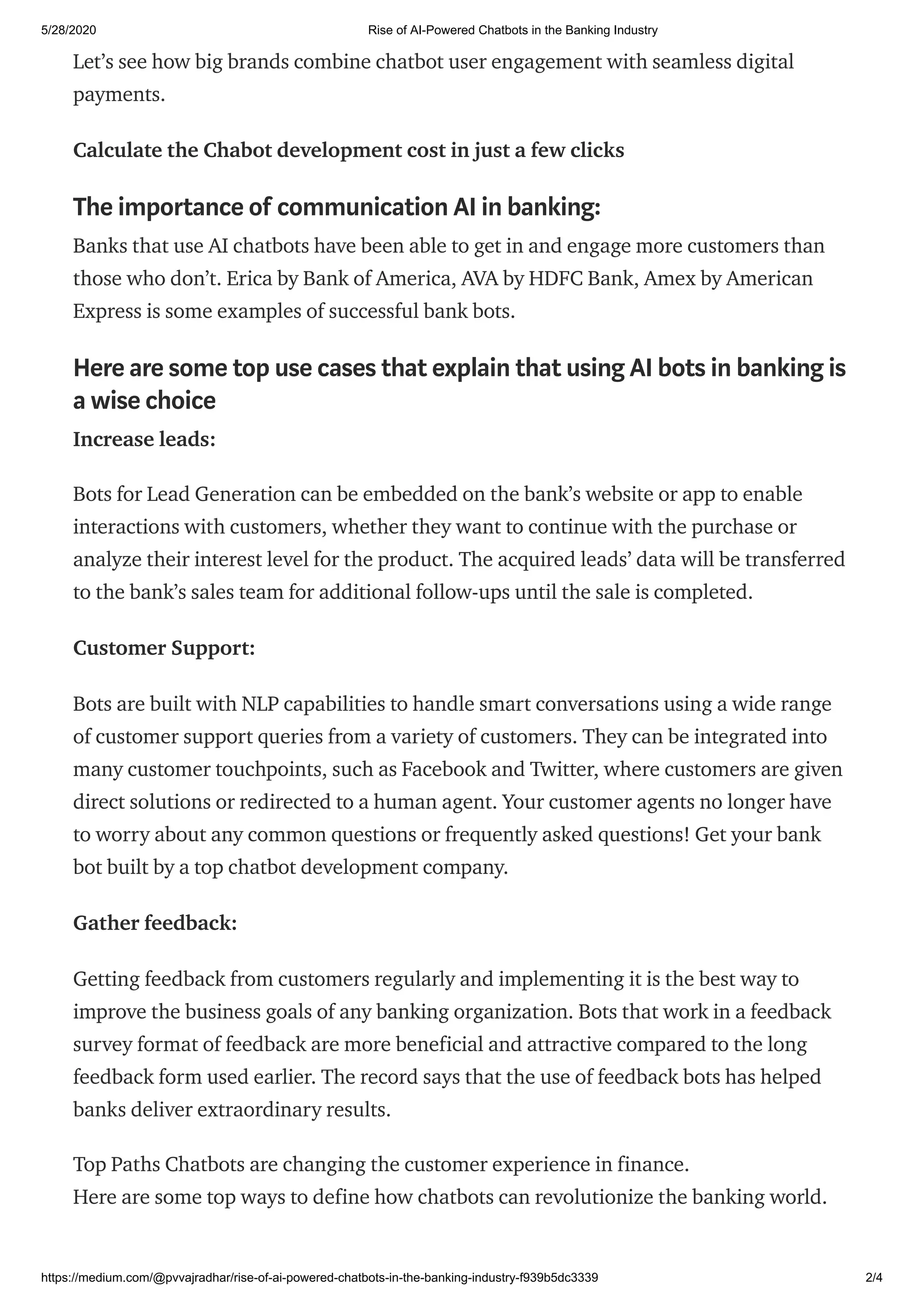 Rise of ai powered chatbots in the banking industry | PDF