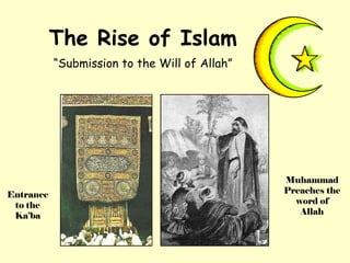 The Rise of Islam “ Submission to the Will of Allah” Entrance to the Ka’ba Muhammad Preaches the word of Allah 