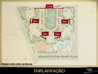 I MPLANTAÇÃO Afastamento entre os blocos 29m 29m 24m 24m 117m 