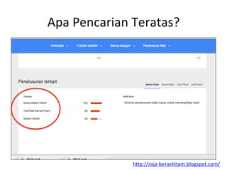 Apa	
 Pencarian	
 Teratas?	
 
h"p://raja-­‐berashitam.blogspot.com/	
 	
 
 