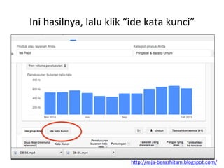 Ini	
 hasilnya,	
 lalu	
 klik	
 “ide	
 kata	
 kunci”	
 
h"p://raja-­‐berashitam.blogspot.com/	
 	
 
 