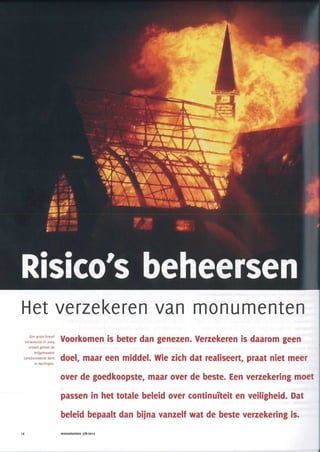 Risicos beheersen artikel tijdschrift monumenten 7 8 2012