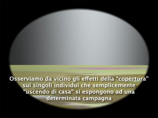 Osserviamo da vicino gli effetti della “copertura”
    sui singoli individui che semplicemente
    “uscendo di casa” si espongono ad una
            determinata campagna
 