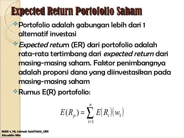 Risiko dan return investasi Risiko dan return investasi