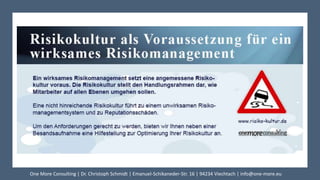 One More Consulting | Dr. Christoph Schmidt | Emanuel-Schikaneder-Str. 16 | 94234 Viechtach | info@one-more.eu
 