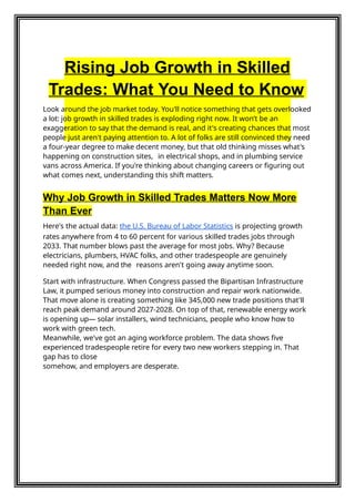 Rising Job Growth in Skilled Trades in 2026 Across Philadelphia Careers ...