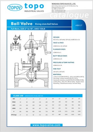 Rising stem ball valve 150 lb topo valve catalogue