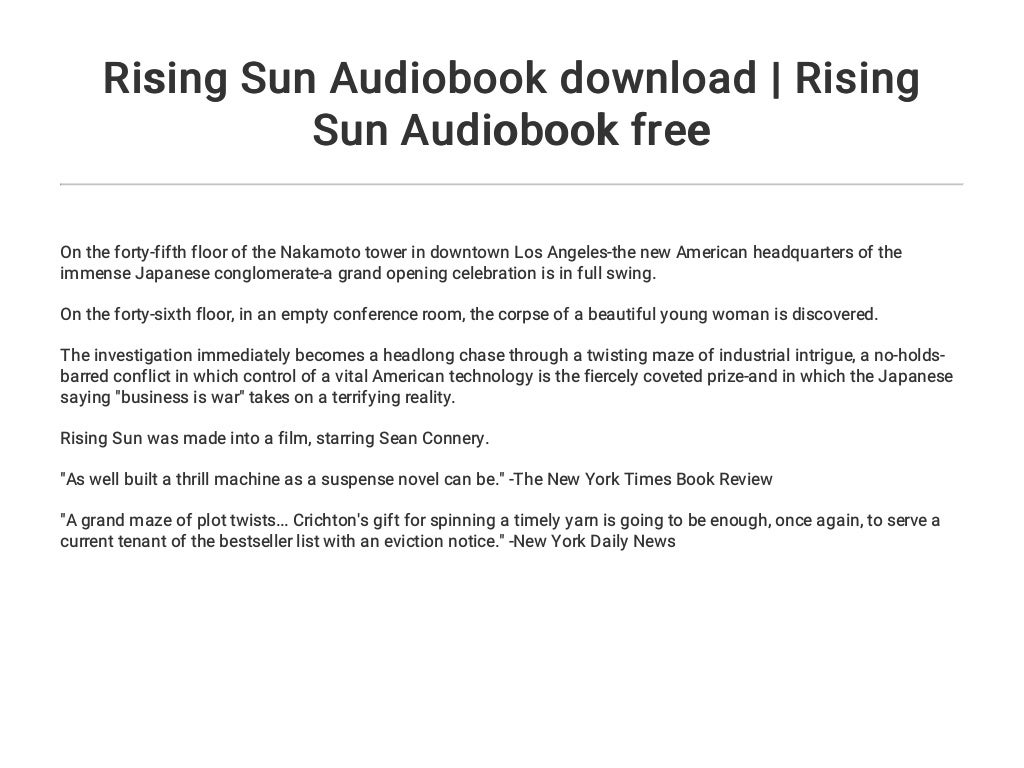 Rising Sun Audiobook download Rising Sun Audiobook free
