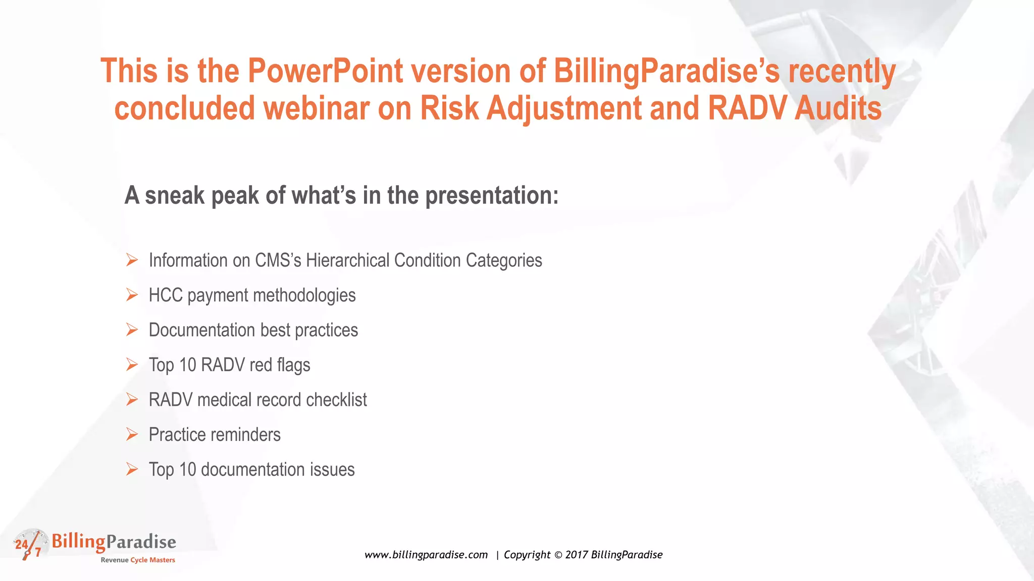 Presentation on How to Encounter CMS & HHS RADV Audits [CEU] | PPTX