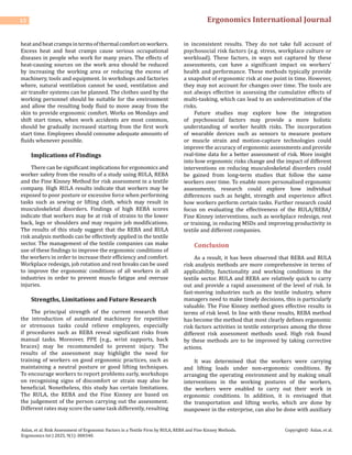 Risk Assessment of Ergonomic Factors in a Textile Firm by RULA, REBA ...