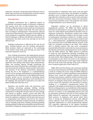 Risk Assessment of Ergonomic Factors in a Textile Firm by RULA, REBA ...