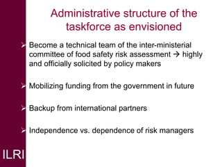 Supporting agriculture and health ministries to implement a national food safety policy based on risk-based approaches