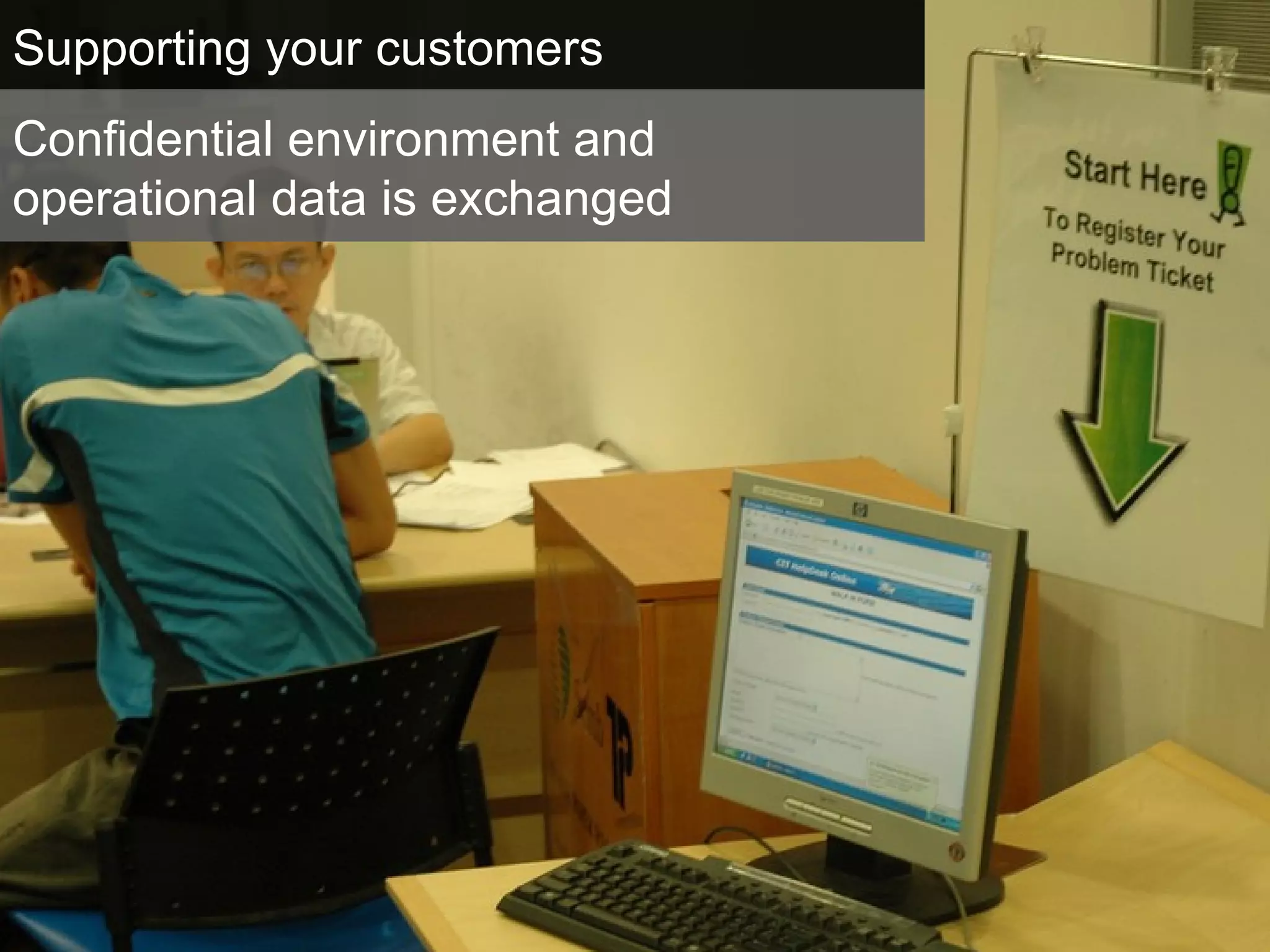 Supporting your customers Confidential environment and operational data is exchanged 