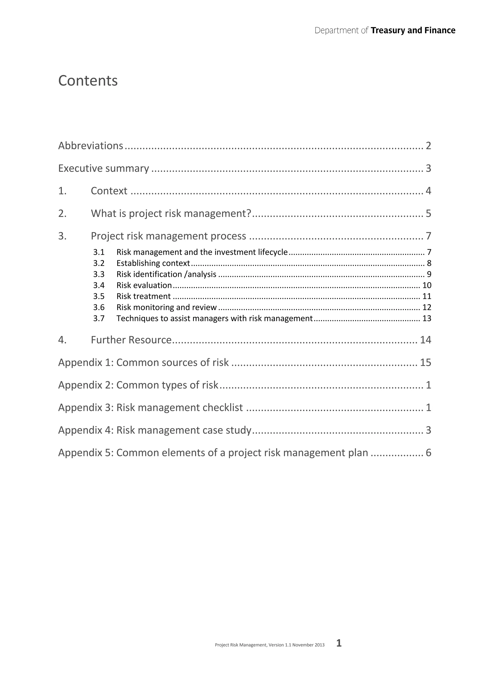 Project Risk Management Guideline - Victorian Department of Treasury | PDF