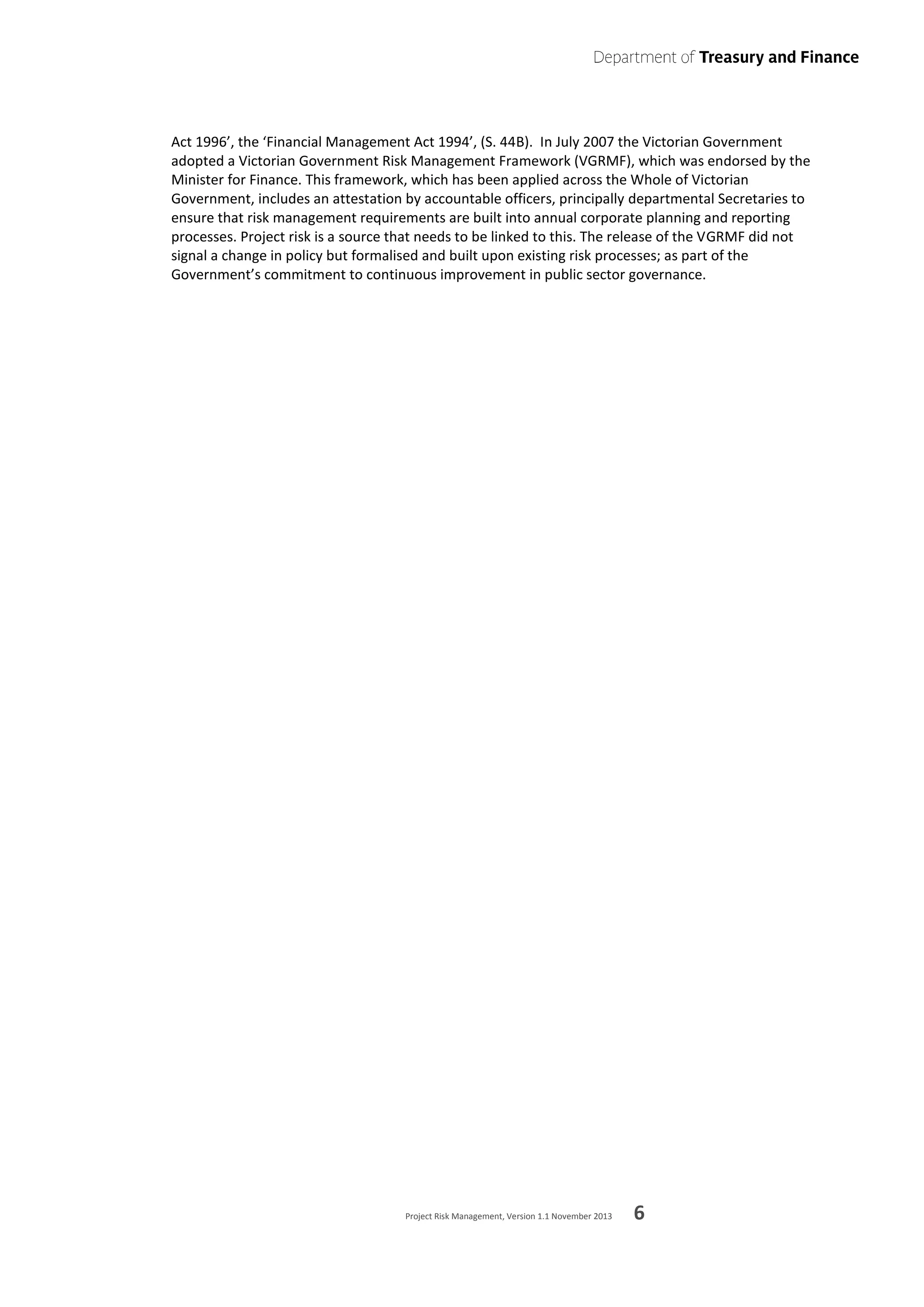 Project Risk Management Guideline - Victorian Department of Treasury | PDF