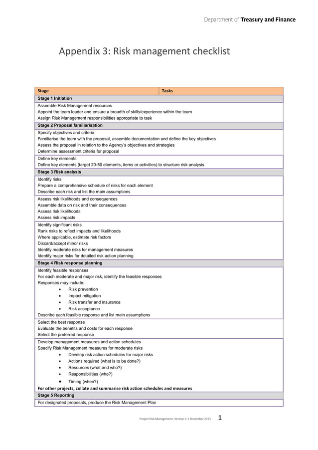 Project Risk Management Guideline - Victorian Department of Treasury | PDF