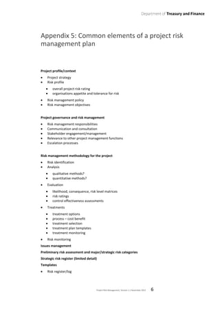 Project Risk Management Guideline - Victorian Department of Treasury | PDF