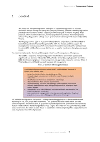 Project Risk Management Guideline - Victorian Department of Treasury | PDF