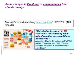 Some changes in likelihood or consequences from
climate change
Description

Impact

European heatwaves 2003 (> 35,000
deat...