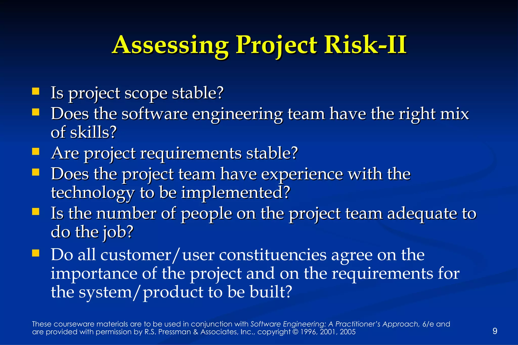 Risk Management by Roger Pressman | PPT