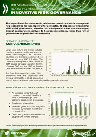 This report identifies measures to minimise economic and social damage and
help economies recover rapidly after a disaster...