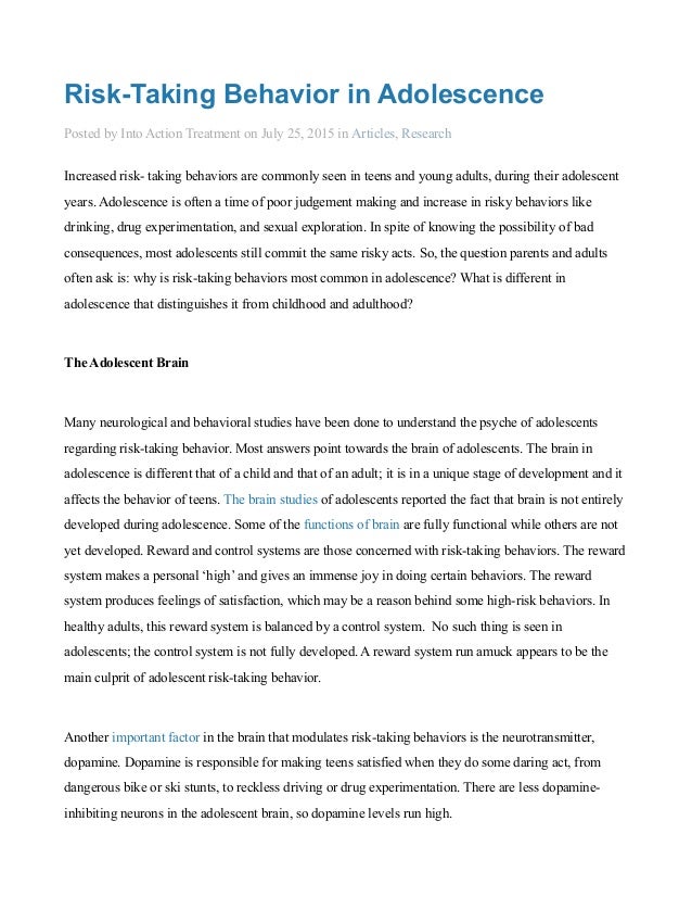 Why Risk Taking Behavior Increases >> Risk Taking Behavior In Adolescence Why Risk Taking Behavior Increases >> Risk Taking Behavior In Adolescence