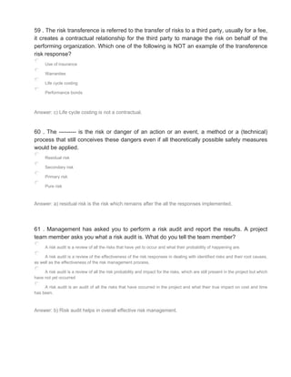 Contractural Risk Transfer Template Examples Risk 2 simplelearn-exam1-ans | PDF