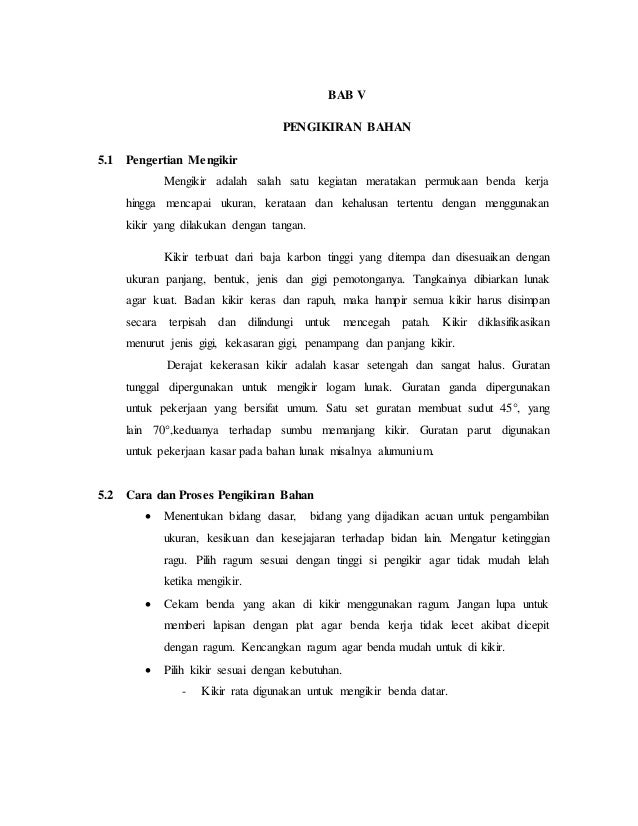 contoh laporan praktik kerja bangku