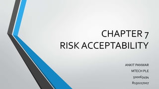 CHAPTER 7
RISK ACCEPTABILITY
ANKIT PANWAR
MTECH PLE
500063494
R150217007
 