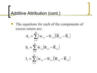 Additive Attributions Plot R Risk adjusted performance | PPT