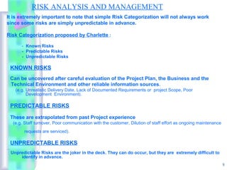 Risk analysis and management