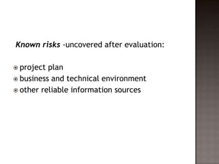 Known Risks Risk Risk analysis and management | PPTX