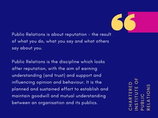 The role of Public Relations in Risk and Reputation | PDF