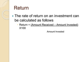 Risk and Return Analysis | PPTX
