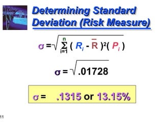 risk and return calculation stock portfolio | PPT