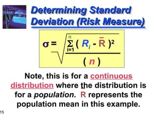 risk and return calculation stock portfolio | PPT